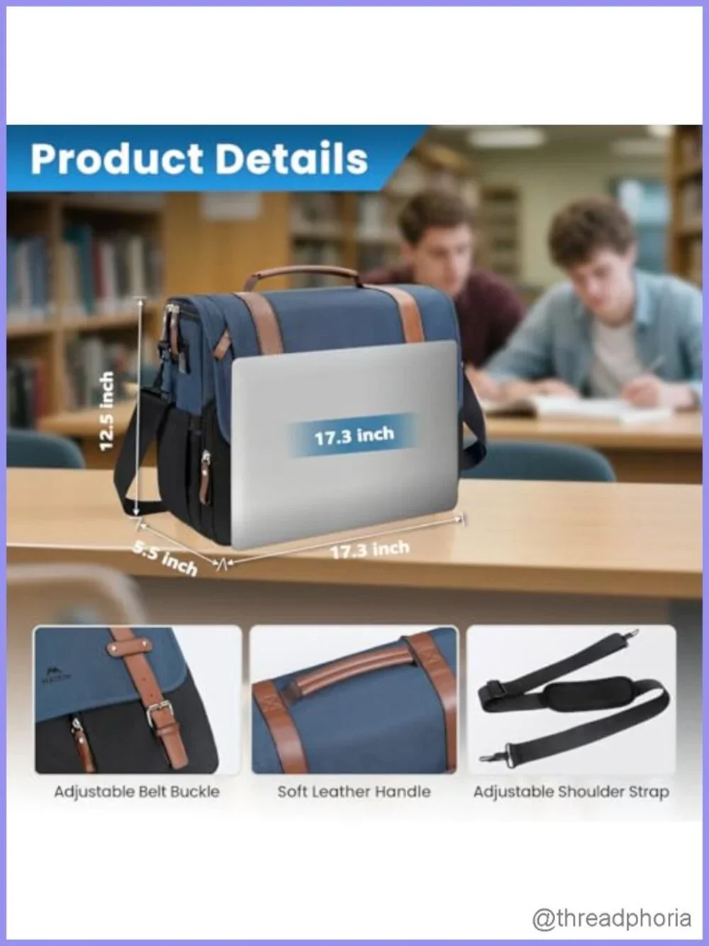 MATEIN Laptop Messenger Bag for Men, Shoulder Bag with USB Charging Port